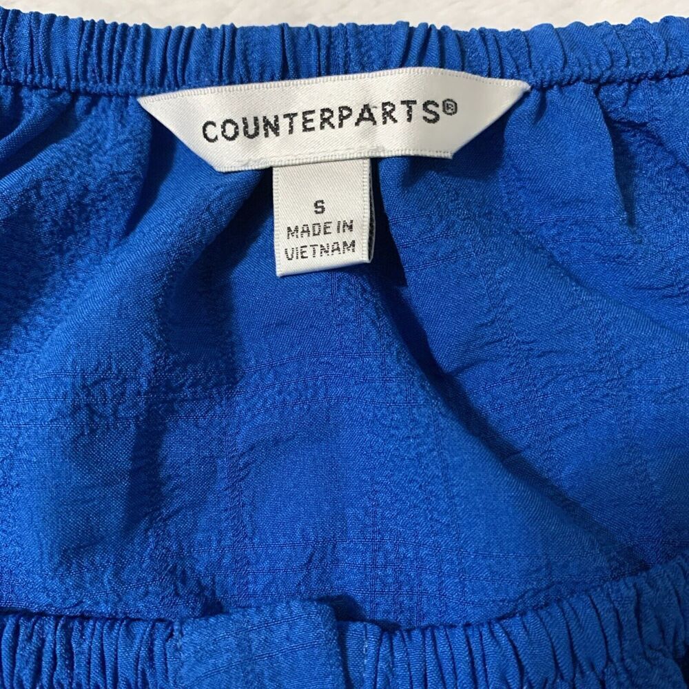 Counterparts Bell Sleeve Tie Button Top Women’s Small Blue - Picture 6 of 9
